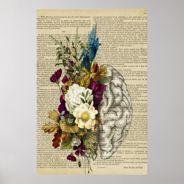 poster de anatomia do cérebro floral médico (Frente)