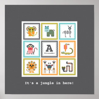 Poster de Animais Safari Moderno da Selva da Crian