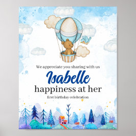 Poster de aniversário da menina do Balão de Ar Que