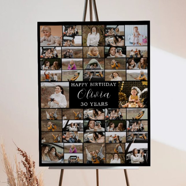 Poster de Aniversário de 45 Fotografias para Ele/E (45th Birthday Photo Collage Poster for Him/Her)