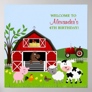 Poster de Aniversário de Animais de Criação