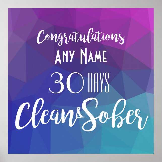 Poster de aniversário de aniversário de Sobriedade (Frente)