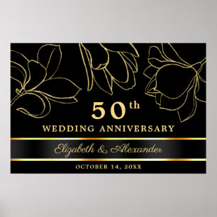 Poster de aniversário de casamento Dourado 50º a