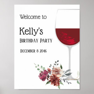poster de aniversário de vinho