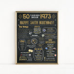 poster de Aniversário do 50º<br><div class="desc">50º Aniversário Poster A poster digital com fatos divertidos, dados e destaques do que aconteceu em 1973! Texto Dourado e branco sobre um fundo de "textura de quadro" - as falhas fazem parte do design para que pareça único e realista. Estes posters fazem uma excelente conversa para a próxima reunião...</div>