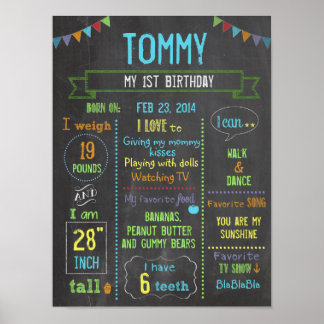 Poster de aniversário personalizado de garoto do q