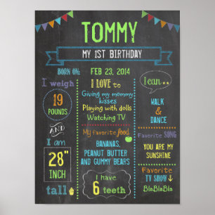 Poster de aniversário personalizado do Chalkboard 