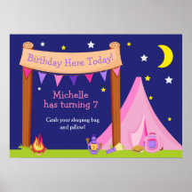 Poster de Aniversário Rosa e Roxo