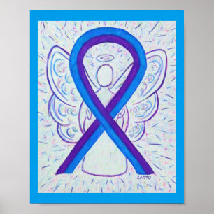 Poster de anjo de fita de sensibilização azul e 