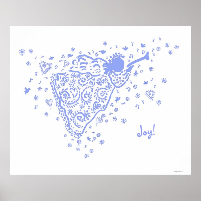 Poster de Anjo de Trompete Azul Pálido (Frente)