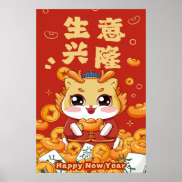 poster de Ano Novo Feliz da Lunar Chinesa em 2024