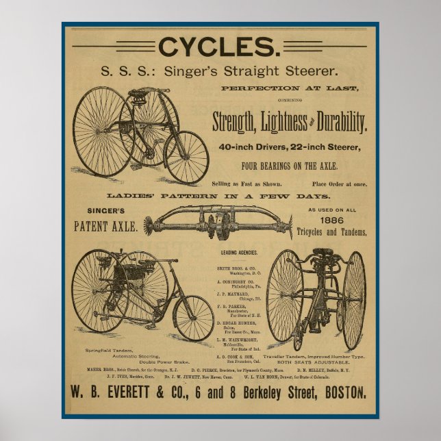 poster de Anúncio da Revista Bicicleta de 1886 (Frente)