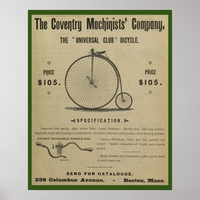 poster de Anúncio da Revista Bicicleta de 1887 (Frente)