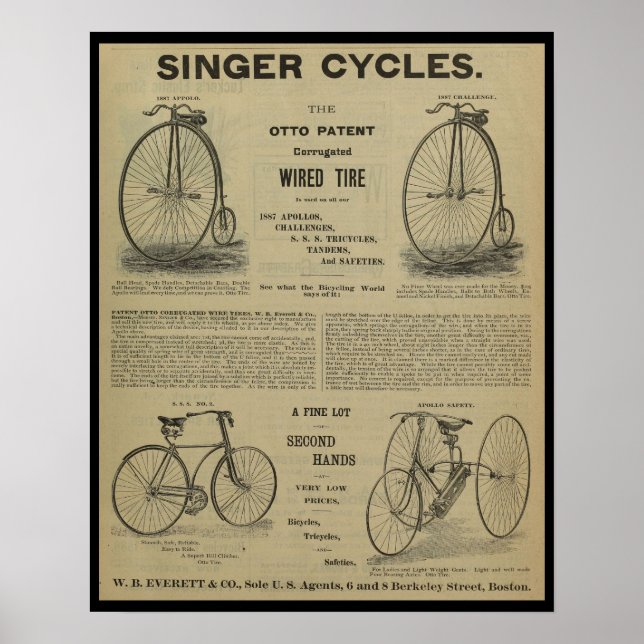 poster de Anúncio da Revista Bicicleta de 1887 (Frente)