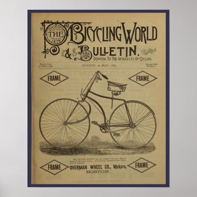 poster de Anúncio da Revista Bicicleta de 1889 (Frente)