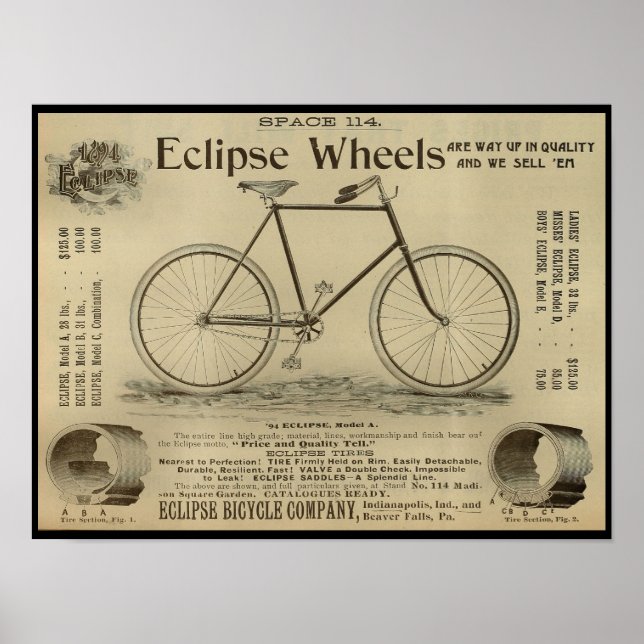 poster de Anúncio da Revista Bicicleta de 1893 (Frente)