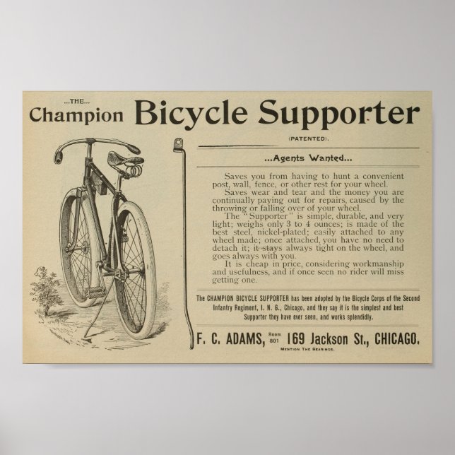 poster de Anúncio da Revista Bicicleta de 1893 (Frente)