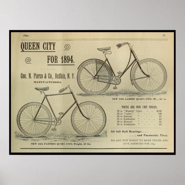 poster de Anúncio da Revista Bicicleta de 1893 (Frente)