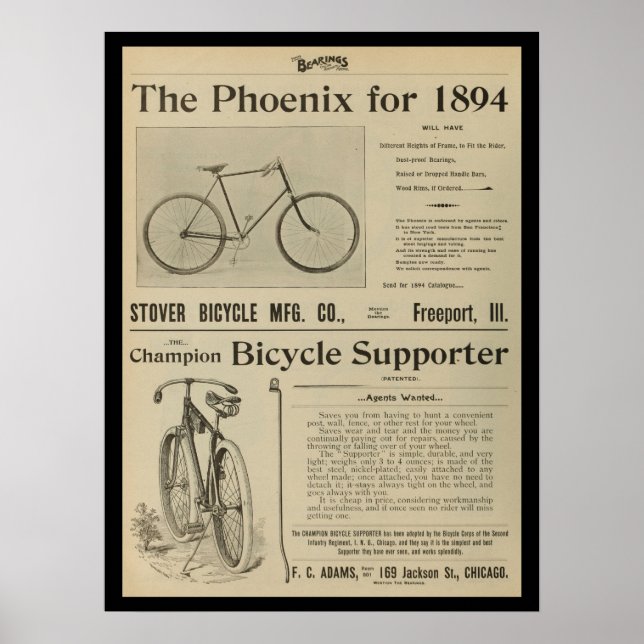 poster de Anúncio da Revista Bicicleta de 1893 (Frente)