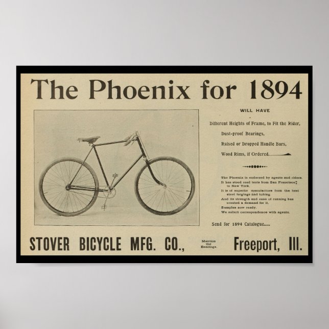 poster de Anúncio da Revista Bicicleta de 1893 (Frente)