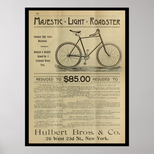 poster de Anúncio da Revista Bicicleta de 1893 (Frente)