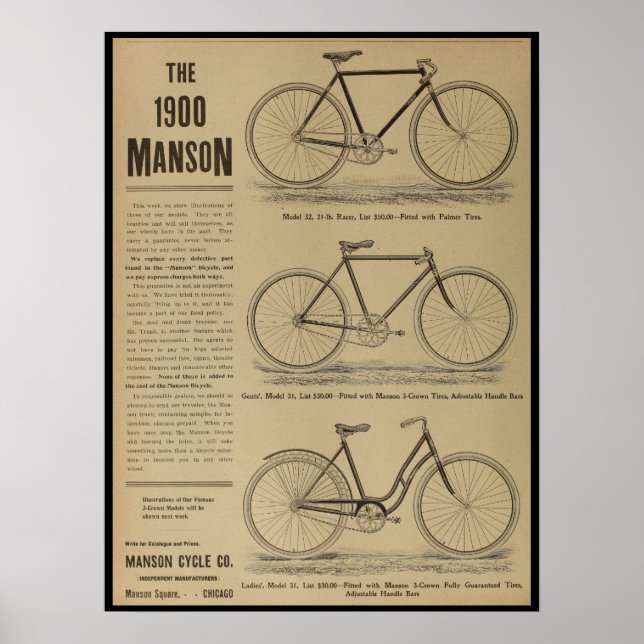 poster de Anúncio da Revista Bicicleta de 1899 (Frente)