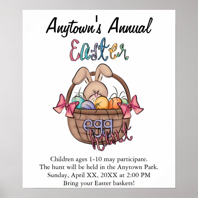 Poster de Anúncio de Caça de Ovo em Páscoa (Frente)