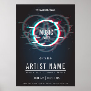 Poster de anúncio de festas de música moderna
