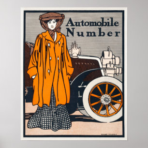 Poster de anúncio do carro vintage