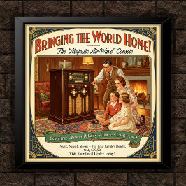 poster de anúncio do Console de rádio Vintage dos 