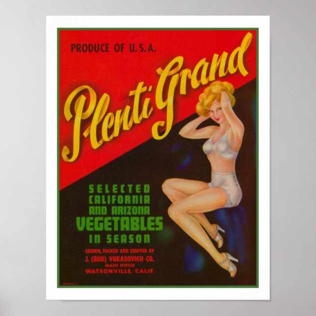 poster de Anúncio Plenti Grand Vegetable da década (Frente)