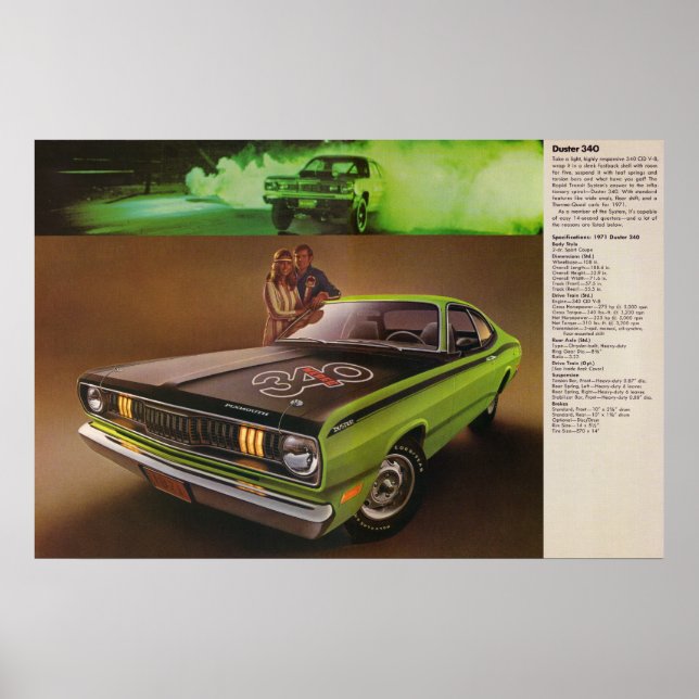 poster de anúncio Plymouth Duster 340 1971 (Frente)