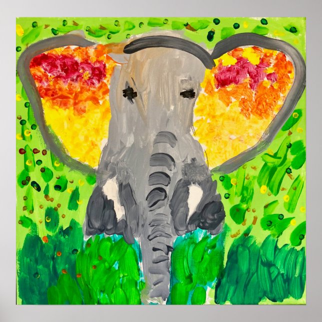 Poster de aquarela de elefante africano (Frente)