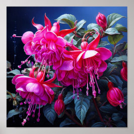 poster de aquarela fuchsia