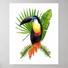 Poster de aquarela tropical tucana