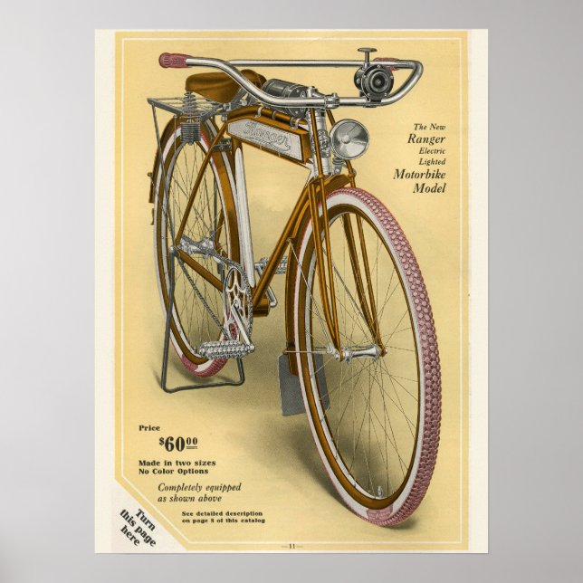 poster de Arranque Médio da Bicicleta de 1918 (Frente)
