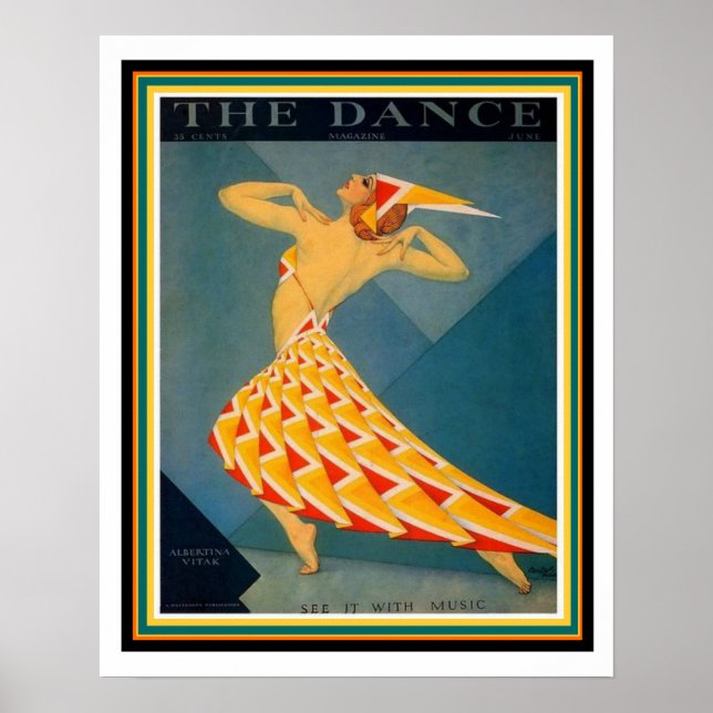 Poster de Art Deco da dança 16 x 20 (Frente)