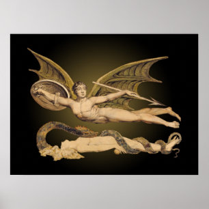 Poster de arte 24x18 da Satã e Eve