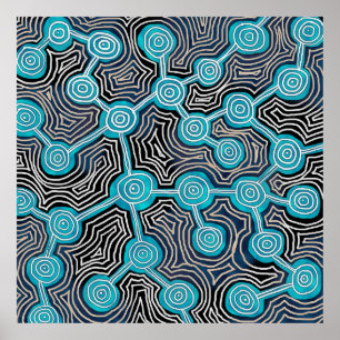 Poster de Arte Abstrato Moderno Blue Lifelines