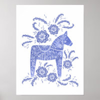Poster de Arte Azul Dala Horse