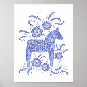 Poster de Arte Azul Dala Horse