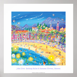 Poster de Arte: Bebês Balneares E Flores De Verão,