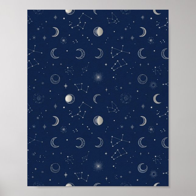 Poster de Arte Celestial da Lua e Estrelas da Mari (Frente)