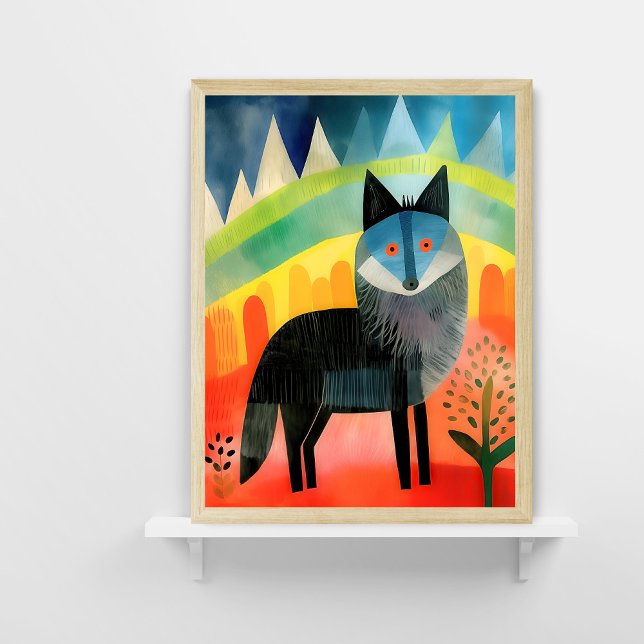 Poster de Arte Colorida Wolf Nursery (Criador carregado)
