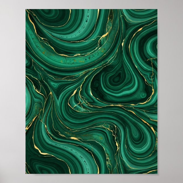 Poster de Arte com Redemoinho de Malaquita Verde e (Frente)