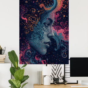 Poster de Arte Cósmica da Deusa Celestial Mistic