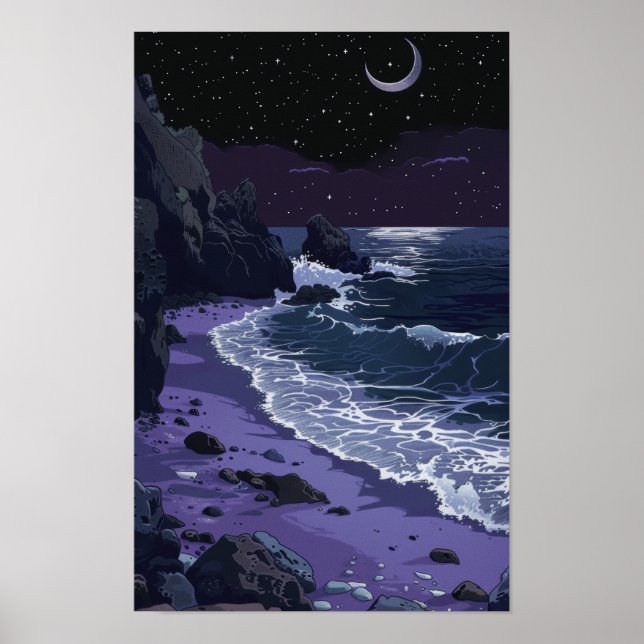 Poster de Arte Costeira de Praia de Areia Roxa (Frente)