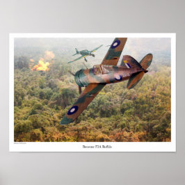 Poster de Arte da Aviação "Brewster F2A Buffalo"
