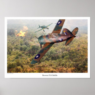 Poster de Arte da Aviação "Brewster F2A Buffalo"