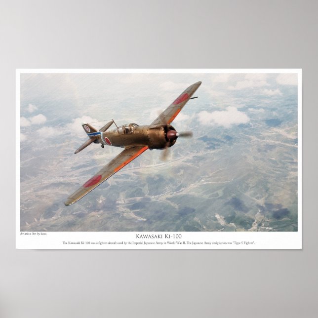 Poster de Arte da Aviação " Kawasaki Ki-100" (Frente)